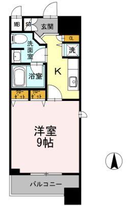 カスタリア堺筋本町(1K/2階)の間取り写真
