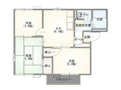 レイクサイドうすい(3DK/1階)の間取り写真