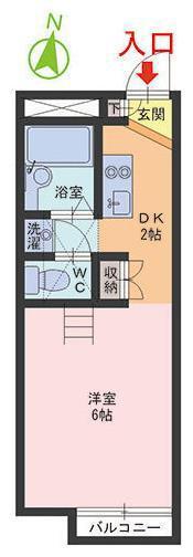 パークサイド開発(1DK/2階)の間取り写真