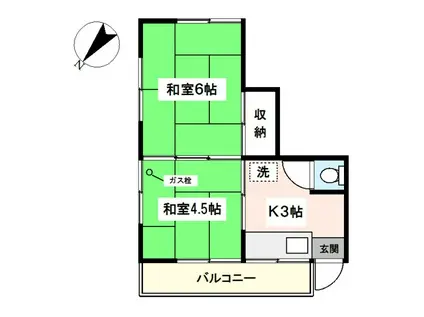 中島コーポ(2K/2階)の間取り写真
