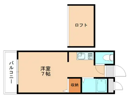 パークサイド赤間(ワンルーム/2階)の間取り写真