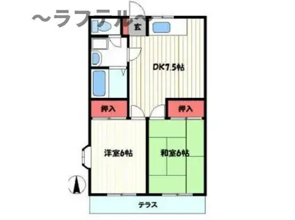 ハイツファミール(2DK/2階)の間取り写真