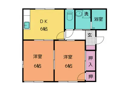 フレグランス 湯田(2DK/1階)の間取り写真