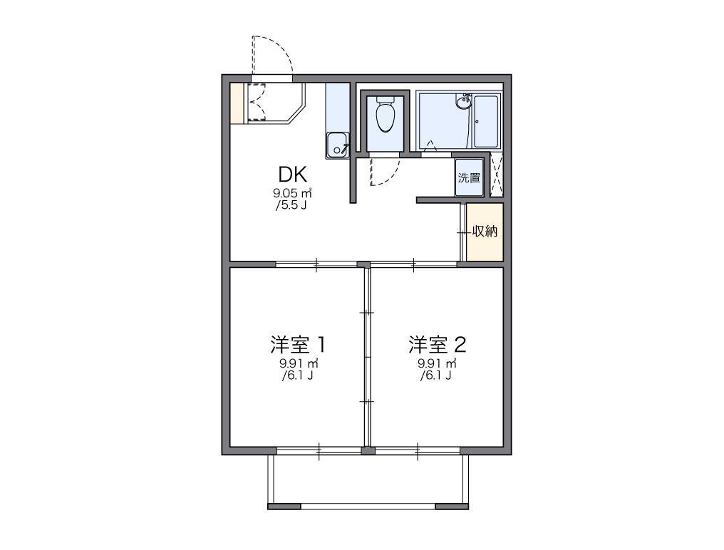 レオパレス白浜第2(2DK/2階)の間取り写真