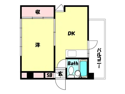 ソレイユ北野(1DK/4階)の間取り写真