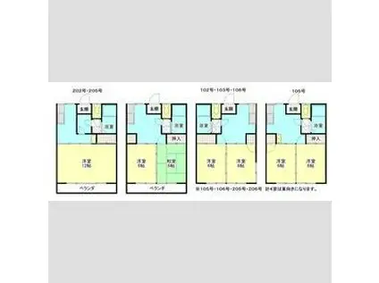 パインハウスI(2DK/1階)の間取り写真