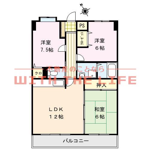 アメニティハイツ杏栄館(3LDK/1階)の間取り写真