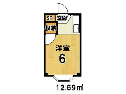 薄木マンション(ワンルーム/1階)の間取り写真