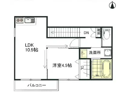 ソレイユビセレクト法蓮町I(1LDK/2階)の間取り写真