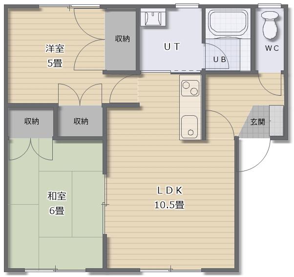 コーポ東商B(2LDK/2階)の間取り写真