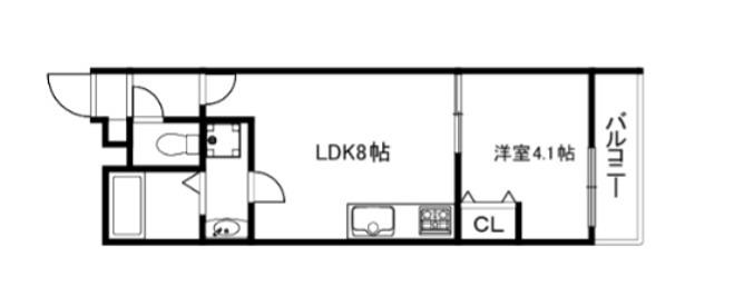 MIREI烏丸五条(1LDK/3階)の間取り写真