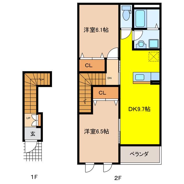 パークヒルズMKS(2DK/2階)の間取り写真
