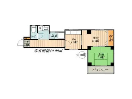 松葉第一マンション(2K/2階)の間取り写真