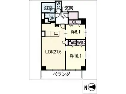 JMFレジデンス名駅南203ダウン20(2LDK/2階)の間取り写真