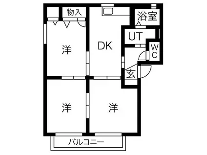 アーバン21 A(3DK/1階)の間取り写真