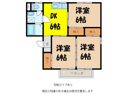 箕輪マンション(3DK/1階)の間取り写真