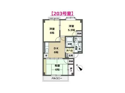 アン・ジュールII(3DK/2階)の間取り写真