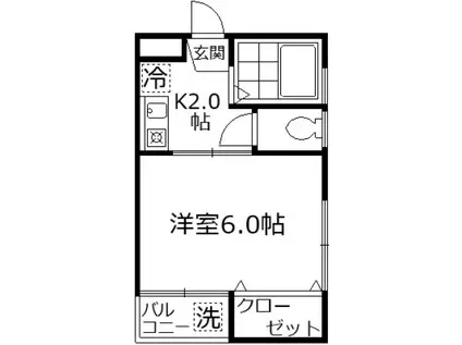 ナカニシコーポ(1K/3階)の間取り写真