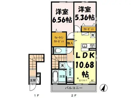 フェニックス3(2LDK/2階)の間取り写真