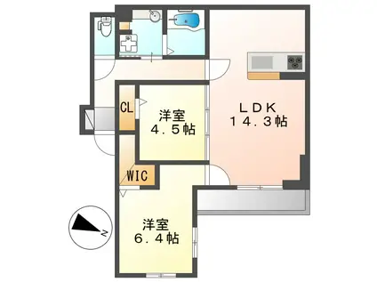 コーエクジスタンス主税(2LDK/3階)の間取り写真