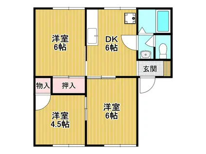 ハイツ古賀島(3DK/1階)の間取り写真