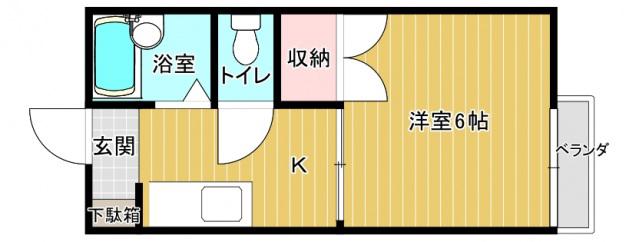 メゾンゆたか(1K/1階)の間取り写真