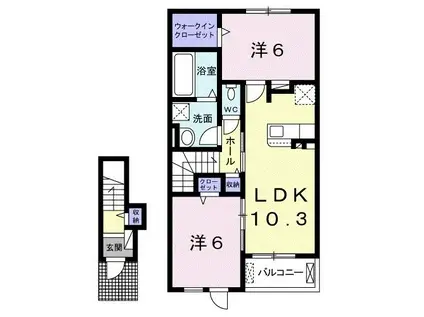 パラッツオ・ベーネII(2LDK/2階)の間取り写真