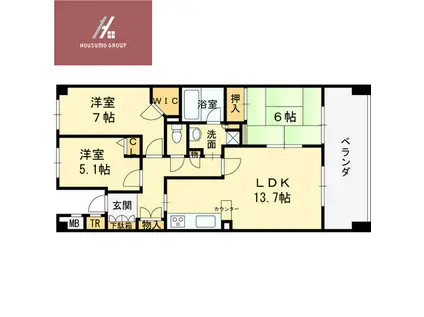 リバーガーデン東大阪新庁舎アベニュー(3LDK/8階)の間取り写真