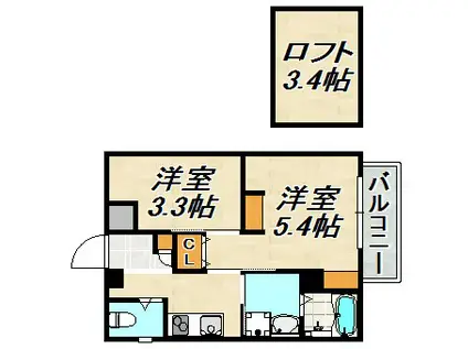 エヌエムキャランドドゥ(1SK/3階)の間取り写真