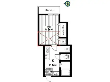 プレミール(1K/2階)の間取り写真