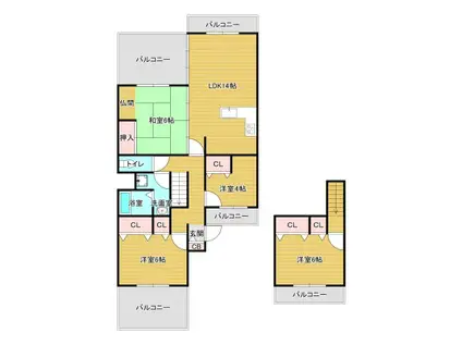 アメニティ長野1号棟(3LDK/1階)の間取り写真