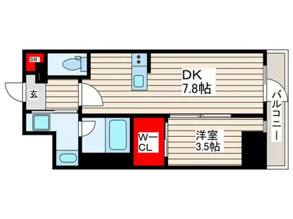 グランカーサ船堀I(1DK/12階)の間取り写真