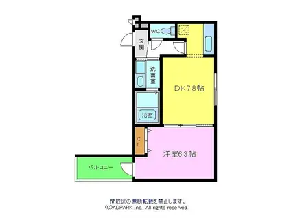 フジパレス諏訪ノ森Ⅲ番館(1DK/3階)の間取り写真