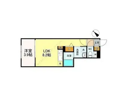 LUORE黒川イースト(1LDK/2階)の間取り写真