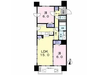 グランコート山鼻(2LDK/6階)の間取り写真