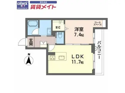 REORIENT 上浜町(1LDK/1階)の間取り写真