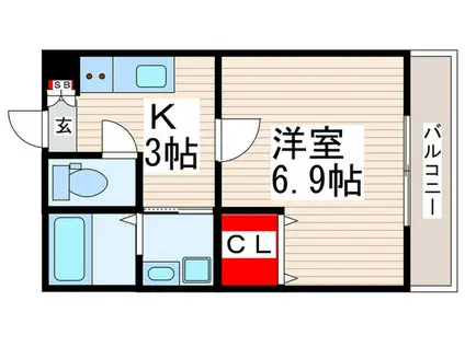 花畑ハウス(1K/2階)の間取り写真