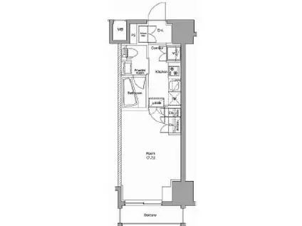 プレミアムキューブ品川戸越DEUX(1K/11階)の間取り写真