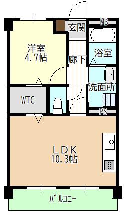 臼井ビル(1LDK/4階)の間取り写真