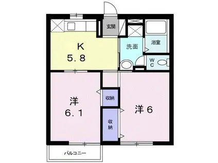 ファンズ・オグラI(2K/2階)の間取り写真