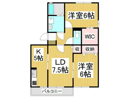 グランコート並柳 B棟(2LDK/1階)の間取り写真