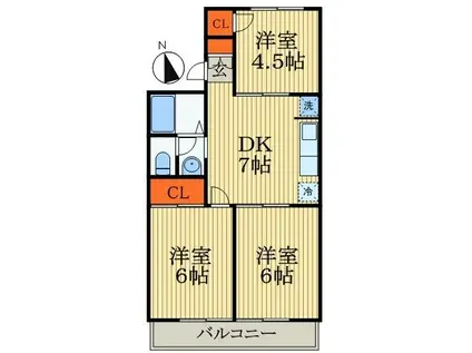 メゾンファミール(3DK/2階)の間取り写真