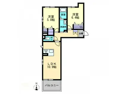 シャーメゾンES(2LDK/1階)の間取り写真