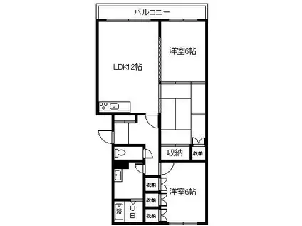 すみのい第1コーポ(3LDK/2階)の間取り写真