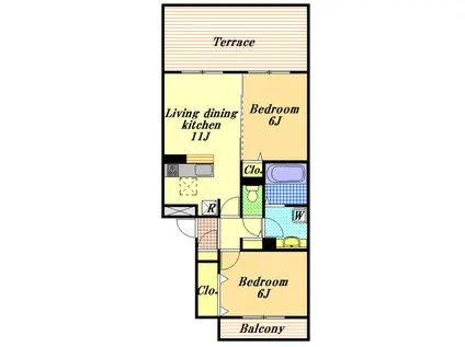 ALBAGRANDE(2LDK/1階)の間取り写真