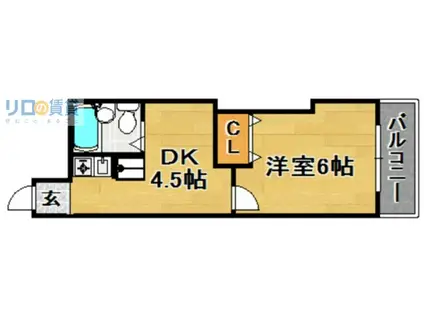 ノーヴァ鍵本(1DK/2階)の間取り写真