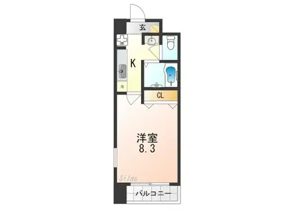 ハウスセゾン四条通(1K/12階)の間取り写真