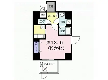 グランクリュ佐古 イースト(ワンルーム/6階)の間取り写真