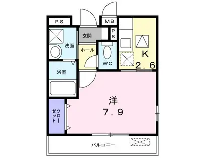 コートアンシャンテII(1K/1階)の間取り写真