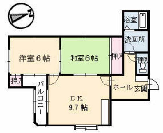メゾン江波東(2DK/2階)の間取り写真